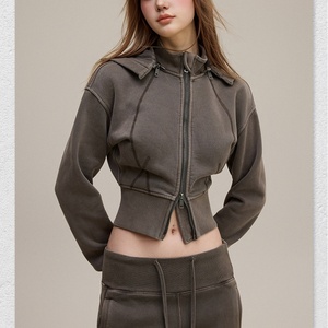 Sudadera con capucha de lana gruesa para mujer, personalizada, bordada, con cremallera y capucha desmontable, último diseño - Product Image 3