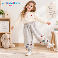 Smiledotkids Pantalons de jogging personnalisés pour enfants, gris, avec patch brodé, doux, OEM ODM, pour tout-petits garçons et filles, vente en gros, usine