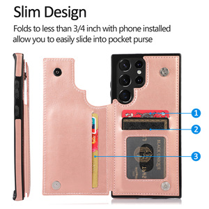 Funda S22 Ultra con tarjetero, de cuero PU, con ranuras para tarjetas, cierre magnético doble, para Samsung <span class=keywords><strong>Galaxy</strong></span> S22 Ultra - Product Image 2