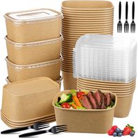 Grands bols en papier kraft recyclables avec couvercles, contenants jetables compostables pour la préparation des repas, les fêtes, vente en gros de boîtes alimentaires
