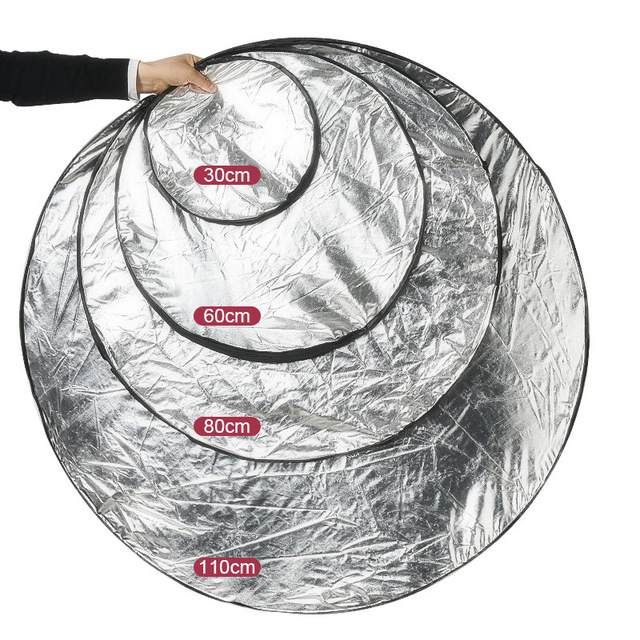 5 in 1 Portable Disc for Photography Light Reflector Round 30cm Handhold Multi-Disc Diffuers Collapsible Gold and Silver