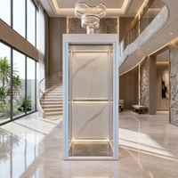 Ascenseur de villa moderne avec cabine intégrée et miroir, garde-corps métallique au plafond, pour maison résidentielle neuve