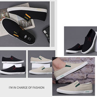 Offre Spéciale en caoutchouc à la mode hommes baskets décontracté chaussures noires hommes sans lacet toile Sneaker