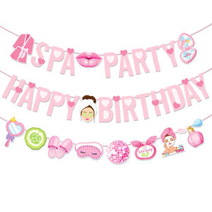 Guirnalda <span class=keywords><strong>de</strong></span> Papel con Diseño <span class=keywords><strong>de</strong></span> Spa Huancai, Pancarta <span class=keywords><strong>de</strong></span> Feliz Cumpleaños, Decoración <span class=keywords><strong>de</strong></span> <span class=keywords><strong>Maquillaje</strong></span> y Cosméticos, para Fiestas <span class=keywords><strong>de</strong></span> Pijamas <span class=keywords><strong>de</strong></span> Niñas - Product Image 1