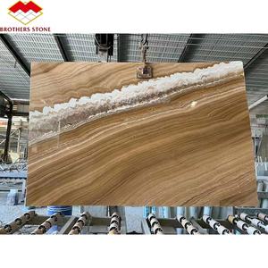 Mármol blanco <span class=keywords><strong>de</strong></span> fábrica personalizado con textura amarilla translúcida Vetas <span class=keywords><strong>de</strong></span> madera imperiales Aspecto <span class=keywords><strong>de</strong></span> madera <span class=keywords><strong>de</strong></span> ónix con vetas doradas Piedra <span class=keywords><strong>de</strong></span> ónix - Product Image 2