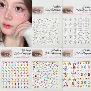 Autocollants holographiques 3D en forme <span class=keywords><strong>de</strong></span> cœur et d'étoile en strass, décalcomanie <span class=keywords><strong>de</strong></span> <span class=keywords><strong>tatouage</strong></span> sexy en cristal et diamant pour les cheveux, les yeux et le visage. - Product Image 1
