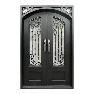 Cerradura de puerta inteligente electrónica de seguridad residencial Grandsea, diseños modernos de Puerta de Hierro, puerta de hierro forjado de gama alta