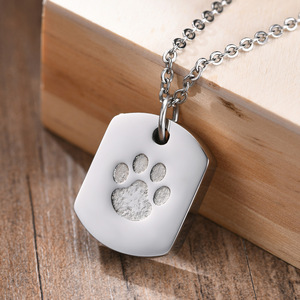 Tempat abu kenang-kenangan hewan peliharaan baja tahan karat kalung guci kremasi liontin batu persegi panjang - Product Image 3