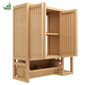 Gabinete <span class=keywords><strong>de</strong></span> Almacenamiento <span class=keywords><strong>de</strong></span> Bambú <span class=keywords><strong>para</strong></span> Montar en la Pared con Toallero, Gabinete <span class=keywords><strong>de</strong></span> <span class=keywords><strong>Baño</strong></span> con Puerta <span class=keywords><strong>de</strong></span> Listones Transpirables <span class=keywords><strong>para</strong></span> el Hogar - Product Image 2