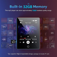 Lecteur MP3 A6 32 Go avec écran tactile, Bluetooth 5.0, haut-parleur, radio FM, enregistreur vocal
