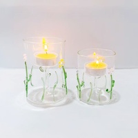 Haute transmission de la lumière soufflé à la main en verre bougeoir ensemble Cactus Floral Pâques décor de noël résistant à la chaleur écologique