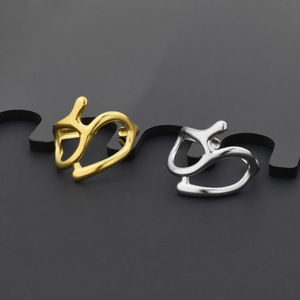 New Exquisite Niche Design Stainless Steel Gold Silver Plated Simple Ring Fashionable Unisex's Geometric Rings Wholesale Jewelry - Product Image 5