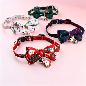 Nouveau Collier de Noël Festif Ajustable pour <span class=keywords><strong>Animaux</strong></span> de Compagnie (Chats et Chiens) avec Nœud Papillon Amovible en Polyester – Série d'Accessoires de Fête - Product Image 4