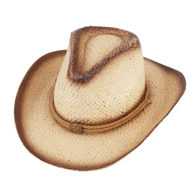 Chapéu de palha da rafia natural da equipe profissional, chapéu de cowboy de palha sombrero