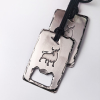 Décapsuleur de luxe en alliage de zinc moulé sous pression, finition argentée, avec logo gravé, étiquette nominative pour sac et sangle en cuir, idéal comme cadeau