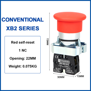 Bouton poussoir à tête de champignon XB2 22MM XB2-BC31C/BC42 à réinitialisation automatique 1NO/1NC - Product Image 6