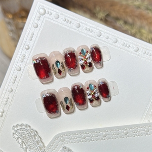 <span class=keywords><strong>Uñas</strong></span> Postizas de Lujo para Año Nuevo, Color Rojo, con Puntas Desmontables, Acrílicas, Hechas a Mano, de Alta Calidad, Venta al Por Mayor - Product Image 2