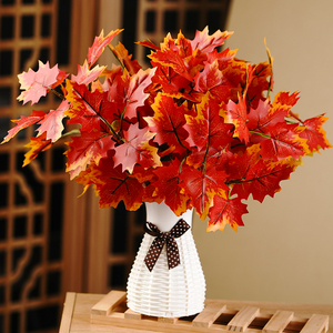 Feuilles d'érable artificielles, lot de feuilles d'automne artificielles, décorations de table pour Halloween, Thanksgiving, jardin, feuilles d'érable d'automne - Product Image 5