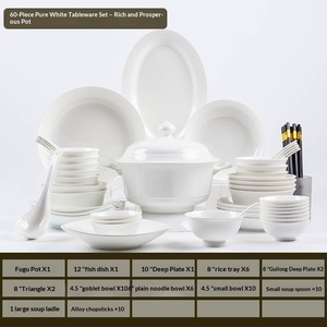 Service de table en porcelaine blanche de Jingdezhen, assiettes, bols, vaisselle pour la maison, bols spéciaux pour restaurant, cadeau - Product Image 6