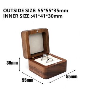 Mini Square Elegant and Retro Engagement Wedding Ring Holder <b>Box</b> DIY Laser Personalized Wooden Ring <b>Box</b> - Product Image 2