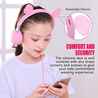 Headphone Telinga Kucing Lucu H888 Pink Bersertifikasi CE Chipset BK Stylish Speaker 32 Ohm 40mm Kabel 150cm Nyaman Peredam Kebisingan