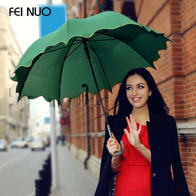 Оптовая продажа, отличная цена, индивидуальный Европейский французский зонтик, подарок, прямой зонтик с листьями лотоса