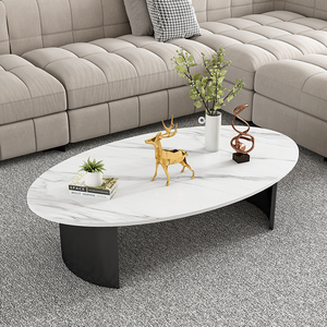 Ensemble de tables basses de luxe modernes de haute qualité, table en pierre frittée, design simple, meubles de salon, table basse - Product Image 3