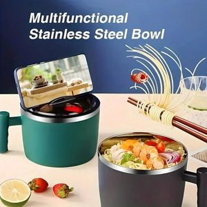 Ramen Bowl Lunch Container 1000ml Grands bols à soupe thaïlandaise Vaisselle avec support de téléphone Bols à céréales pour la maison Cuisine Camping - Product Image 5