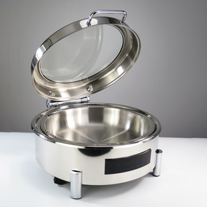 Pantalla digital Calefacción eléctrica Plato de frotamiento Platos de frotamiento de acero inoxidable Cubierta de vidrio grande Juego de estufa de buffet Calentador de alimentos - Product Image 4