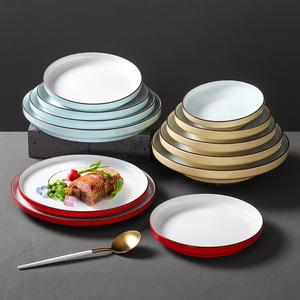 Assiettes en mélamine Kaberia pour restaurants, plats froids, assiettes rondes, cuisine occidentale créative, steak, plats artistiques - Product Image 1