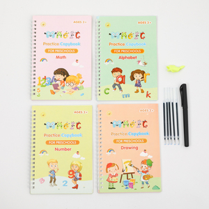 4 Livres/Set Livre d'exercices d'écriture pour enfants Cahier d'exercices de traçage pour les exercices de dessin, mathématiques, chiffres, alphabet anglais - Product Image 1
