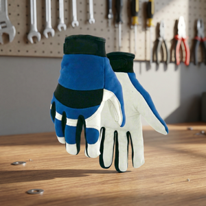 Gants de travail antidérapants en PU JNA GROUP, bleu et blanc, avec poignet élastique, gants de sécurité polyvalents, épaisseur 4 mil, 10 pouces, sans latex - Product Image 3