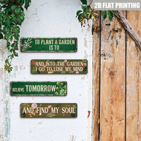 Letrero Metálico Largo y Plano con Diseño Floral, Impresión 2D, Frase Inspiradora de Jardinería, Decoración de Pared para Patio Trasero, Invernadero, para Colgar