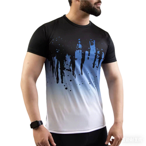 High Quality Knitted Sporty Sublimation T-Shirt Custom Print Logo Men's Short Sleeve Polyester Spandex Running Sports Gym Bulk