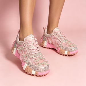 Zapatillas <span class=keywords><strong>Deportivas</strong></span> de Plataforma con Lazo y Pedrería para <span class=keywords><strong>Mujer</strong></span>, Zapatos Casuales Brillantes para Caminar - Product Image 4
