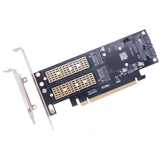 M2 NVMe NGFF to PCI-E 4x Three-Drive Expansion Card Adapter B+M Key MSATA Stock