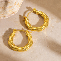 Brillant 18k Plaqué Or Bijoux Boucles D'oreilles Minimaliste Femmes En Acier Inoxydable Géométrique Cercle Boucles D'oreilles Bijoux Accessoires