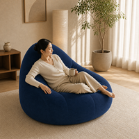 Seller Cloud Sofa Sitzsack Vakuumkomprimiert Langlebig Tränenförmig Armlos Vintage Marineblau Möbel für Indoor-Leseecke