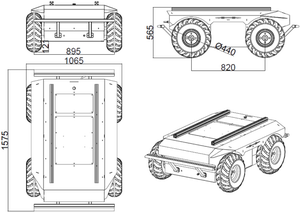200kg Tragfähigkeit Vierrad-Differential Standard-Chassis Innen- und Außenbereich Allterrain Universal-Roboterplattform - Product Image 6