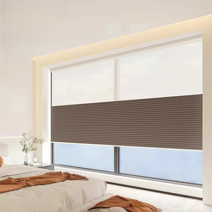 Persianas de Panal Lisas Inalámbricas, Plisadas, de Doble Uso Día y Noche, Cortina Retráctil para Ventanas Francesas, Privacidad - Product Image 1
