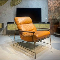 Fauteuil de salon en cuir véritable de luxe, design moderne, mobilier de loisirs pour la maison, salon extérieur, balcon, léger et durable