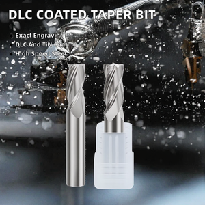 Fresa de extremo cónico recubierta de YUFU, de acero de alta velocidad, 25° de hélice, 2 filos, HRC55, para grabado CNC, OEM ODM YINGBA - Product Image 2