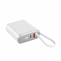 Power Bank Portabel Ringkas 10000mAh 22.5W PD Pengisian Cepat Layar LCD Digital Lensa Perak Lapis Vakum Gesper Paduan Seng OEM