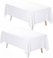 Nappe rectangulaire blanche de marque, lot de 2, 60 x 102 pouces, en polyester uni, pour la maison, les fêtes, les mariages, les restaurants