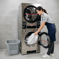 12KG Unattended Coin QR IC Card Operated Washing Machine Fully Automatic Commercial Washer Dryer for Shared Laundry Center
