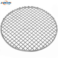 Grille de barbecue ronde en acier inoxydable 304 pour camping et extérieur, support de cuisson en maille métallique ronde
