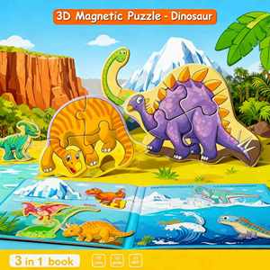 Venta al por mayor, regalo para niños, libros magnéticos, actividades de aprendizaje, juguetes, juego de viaje, dinosaurio, Animal, rompecabezas magnético para niños pequeños - Product Image 3