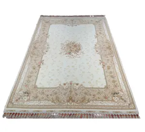 5.5x8ft Groothandel Prijs Witte Handgemaakte Franse Aubusson Wol Zijde Handgeknoopte Bloemen Indoor Vloeren Outdoor Gebied Tapijten