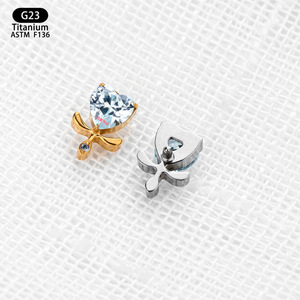 Heart-Shaped <b>Titanium</b> Earrings 5mm Sky Blue Zircon Bezel Setting Everyday Wear <b>Studs</b> F136 Alloy G23 - Product Image 4