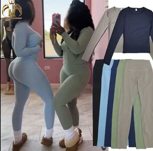 Setelan Dua Potong Wanita dengan Logo Kustom, Atasan Lengan Panjang dan Legging, Setelan Kasual Dua Potong, Setelan Jogger Wanita, Pakaian Wanita 2025 - Product Image 2